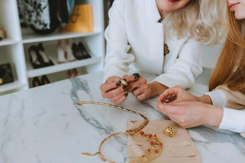 women looking at jewellery