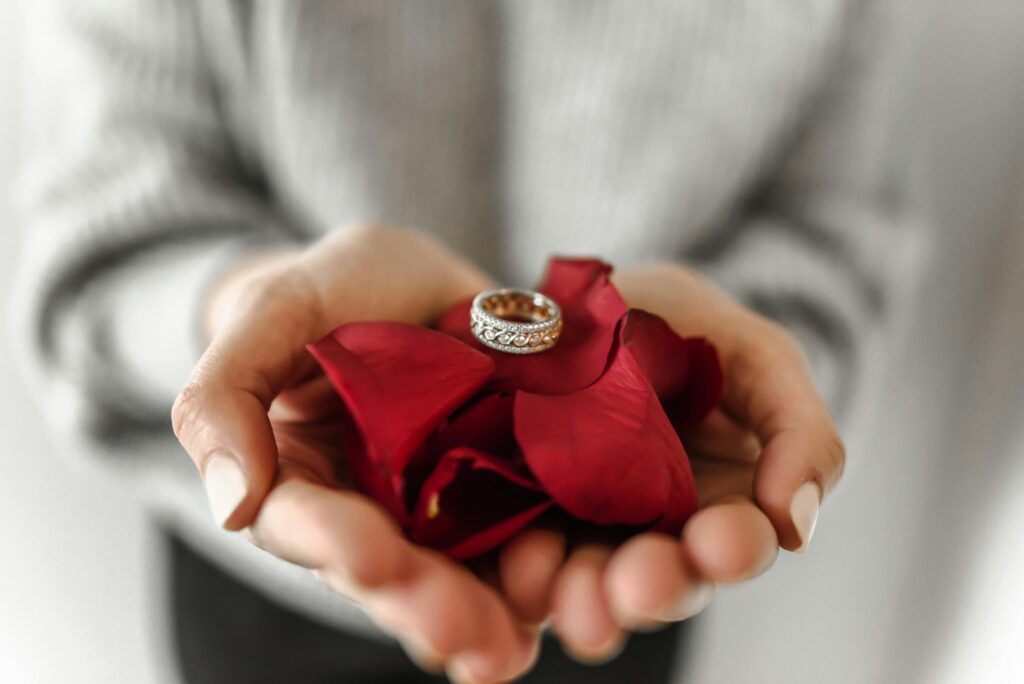 A ring on a red ribbon