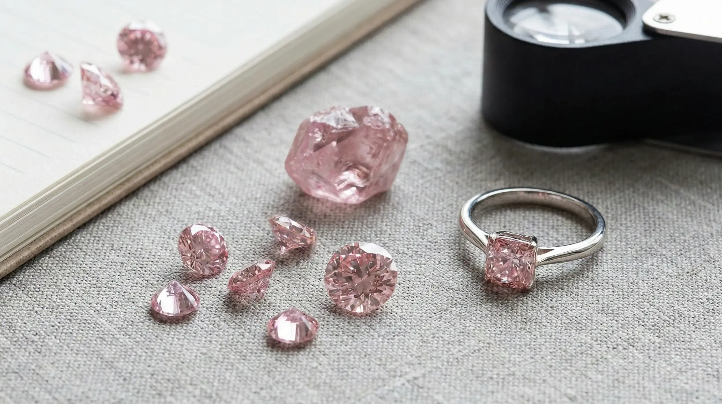 pink diamonds on a table