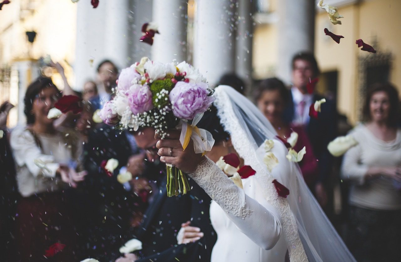 A couple celebrating their wedding day