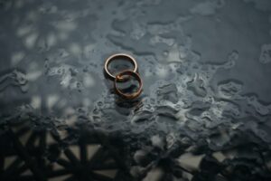 two rings laying in the rain